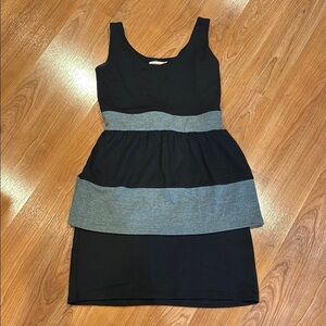 Fire Los Angeles Black and Gray Tiered Sheath Midi Dress